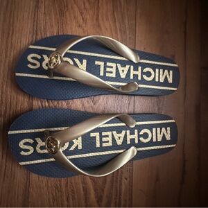 Michael Kors Navy and Gold Sandals